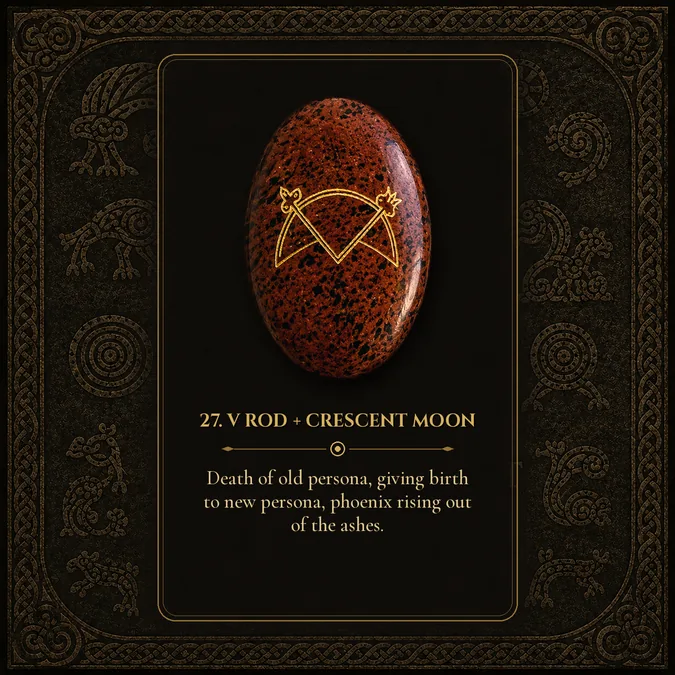 V Rod + Crescent Moon, Pictish rune card 27