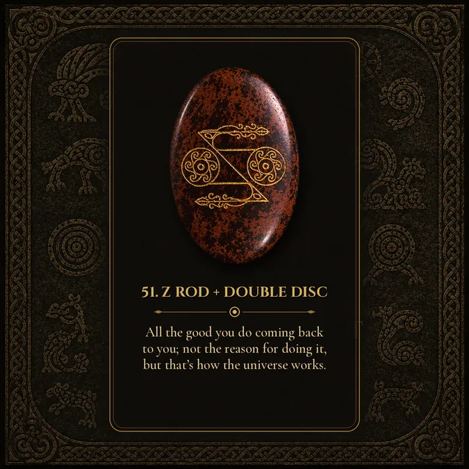 Z Rod + Double Disc, Pictish rune card 51
